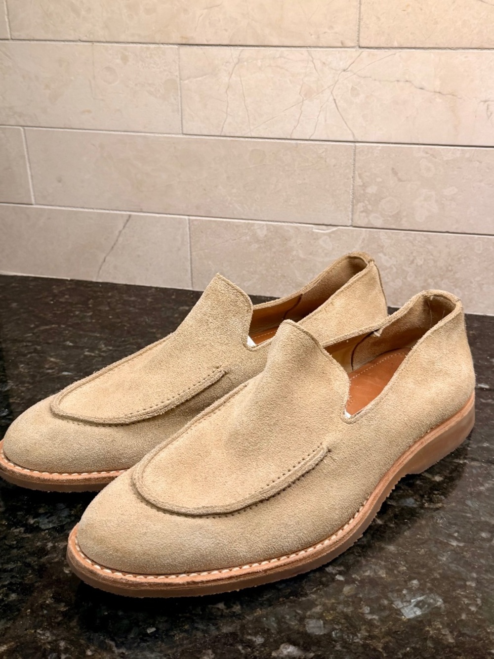 Allen Edmonds Denali Venetian Suede Loafers - Beige/Bone